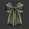 Elegant Black Bow Shaped Decorative Ornament With Golden Trim And Shiny Surface