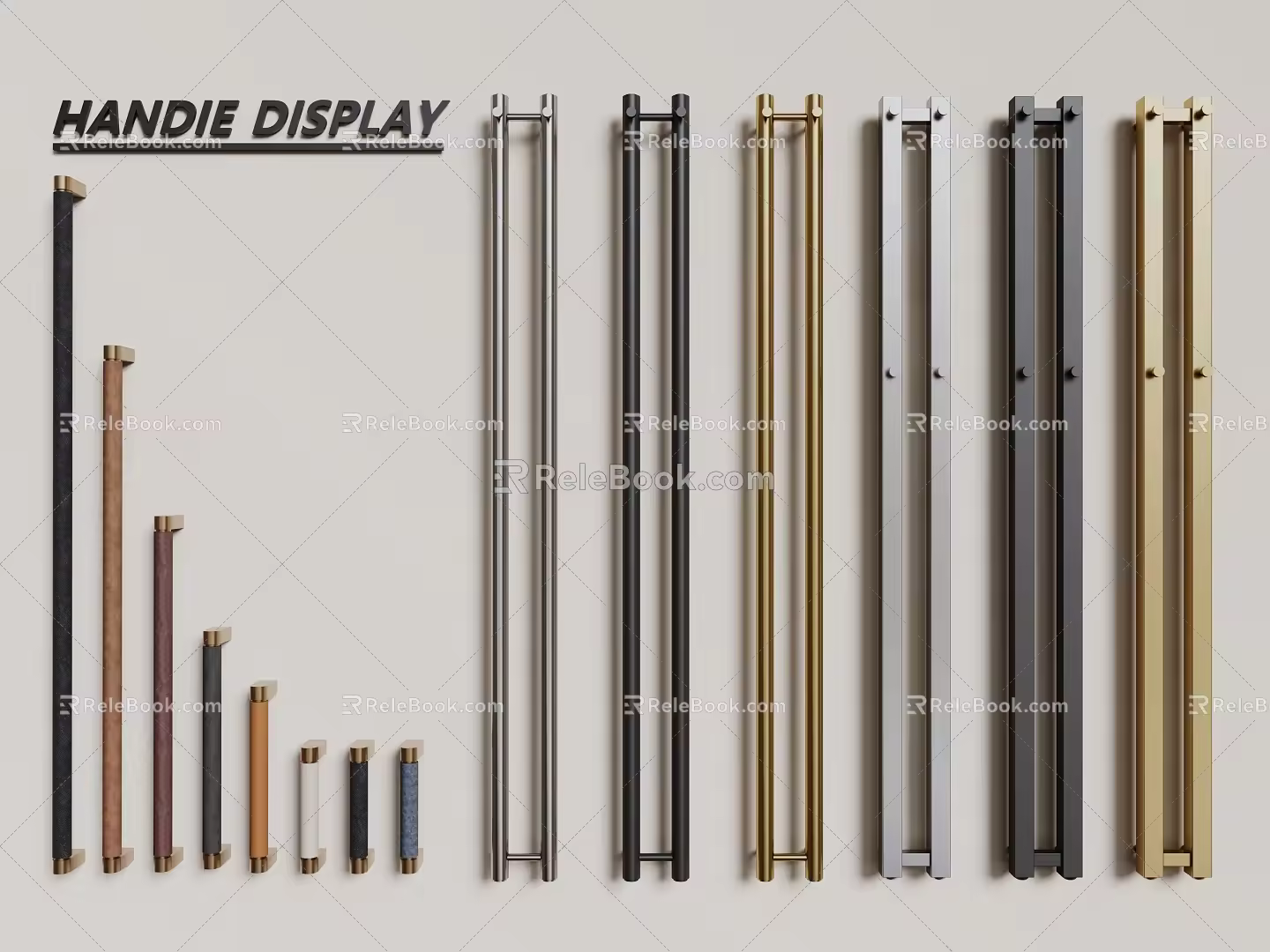 Modern hardware door handle metal handle long handle handle combination 3d model