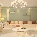 Bright Cozy Modern Living Room With Beige Sofa TV Cabinet And Fresh Indoor Green Plants