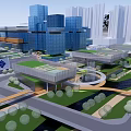 Modern Urban Architecture With Green Roofs Tall Buildings And Streets