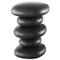 Modern Stacked Black Side Table with Smooth Rounded Layers for Living Room Decor 3d model