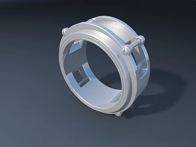 Silver Metal Ring Mechanical Part With Bolt Fastening And Smooth Surface 3d model