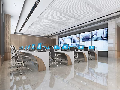 modern monitoring room monitoring center 3d model