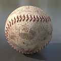 Vintage Worn Baseball Sports Equipment With Red Stitching And Distressed Surface