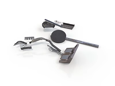 Modern Open Kitchen Components Including Island Counter Cabinets And Lighting Fixtures 3d model