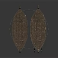 Traditional Wooden Watercraft With Intricate Hull Carvings And Retro Design Features
