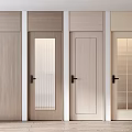 Modern Wooden Swing Doors With Glass Panels And Interior Design Features