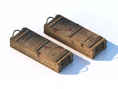 Wooden Storage Boxes For Household Use With Fragile Labels And Rope Handles 3d model