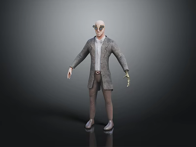 3D Sci Fi Character and Creature Model with Unique Mechanical Arm and Head Design 3d model