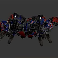 Optimus Prime Transformer Robot With Red Blue Black Armor And Detailed Standing Pose Design
