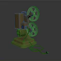 Vintage Movie Projector on Base with Wooden Body Metal Reels and Power Cord
