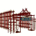 Traditional Red Chinese Architecture Photo Check-in Spot with Lanterns and Jixiang Ruyi Plaque