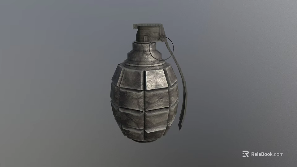 Military Metal Grenade With Diamond Pattern Fuse And Pull Ring Design 3d model