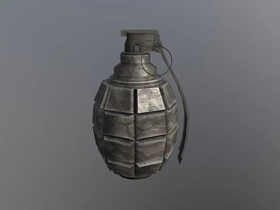 Military Metal Grenade With Diamond Pattern Fuse And Pull Ring Design 3d model