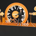 Orange Interactive Area Featuring Circular SUNAC Structure Beijing Sports Park Signs Bicycle And Traffic Cones