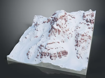 Snowy Mountain Terrain 3D Model With Snow Covered Peaks And Rocky Ridges 3d model