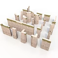 Ancient Historical Stone Architectural Ruins With Broken Weathered Moss Covered Walls