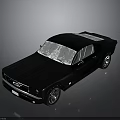 Classic Black Muscle Car With Transparent Roof And Smooth Shiny Reflective Body