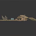 Wooden Dock Structure With Planks Crates And Floating Platform Sections