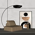 Lazy Sofa Carpet Ornaments Side Table Coffee Table Floor Lamp Hanging Painting Furnishings 3d model