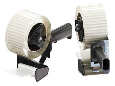 Tape Dispensers With White Sticky Rolls And Black Cutting Handles 3d model