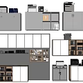 Modern Decorative Cabinets In Gray And White With Multi layered Storage Design