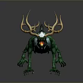 Green Mythical Dragon 3D Rendering With Golden Horns And White Accents