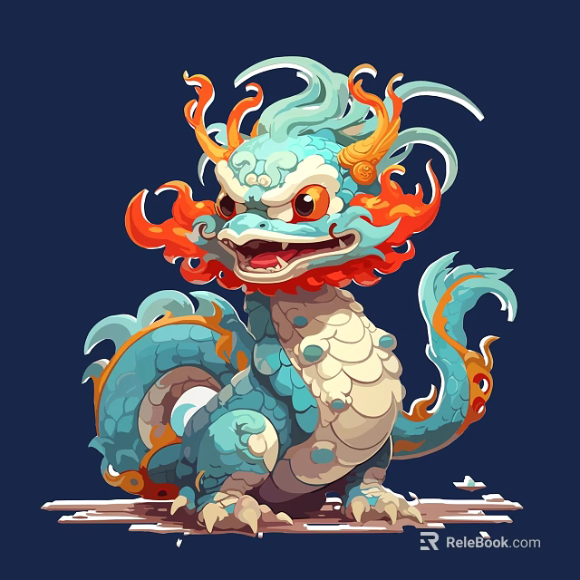 Animated Game Movie Dragon Character With Blue Scales And Orange Mane 3d model 