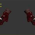 Red Winter Gloves with Brown Cuff and Metal Accents as Essential Household Items