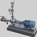 Industrial Equipment Motor Driven Pump System With Stainless Steel Pipes Red Valves And Base