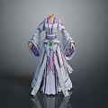 Elegant Purple And White Traditional Robe With Flowing Sleeves And Embroidered Patterns