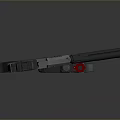 Futuristic Sci Fi Weapon Design With Red Accents And Gray Tactical Body Details