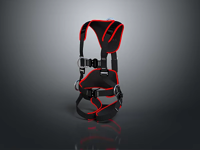 Man Wearing Black And Red Harness For Safety Work Equipment Use 3d model