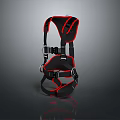 Man Wearing Black And Red Harness For Safety Work Equipment Use