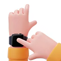 Decorative Ornament Set Featuring Cute Pink Cartoon Hands Black Watch And Yellow Sleeves
