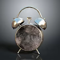 Silver Vintage Alarm Clock With Double Bells Handle And Textured Face