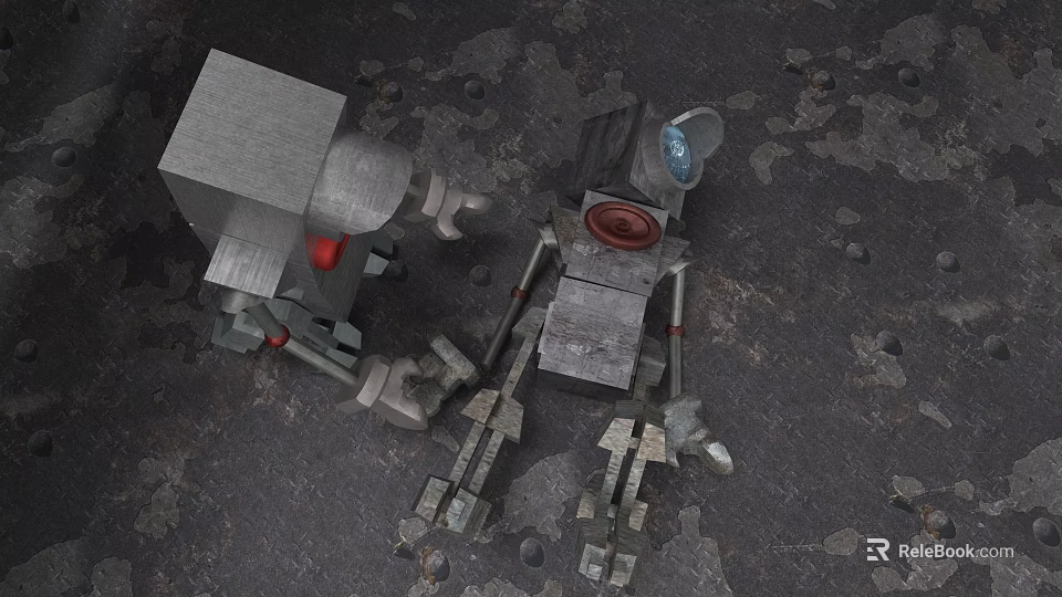 Game Movie Robot Characters With Mechanical Structure Metal Joints Red Light And Blue Eye 3d model 