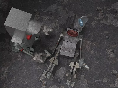 Game Movie Robot Characters With Mechanical Structure Metal Joints Red Light And Blue Eye 3d model