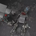 Game Movie Robot Characters With Mechanical Structure Metal Joints Red Light And Blue Eye
