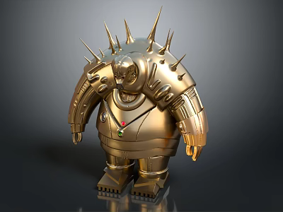 Intelligent Machine Futuristic Golden Armored Design With Spikes And Mechanical Structure 3d model