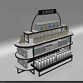 Multi tiered Retail Display Shelf with Nutritional Products Bottles Boxes and Signage