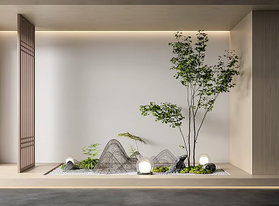 Modern courtyard sketch interior landscape landscaping plant combination plant pile micro landscape 3d model