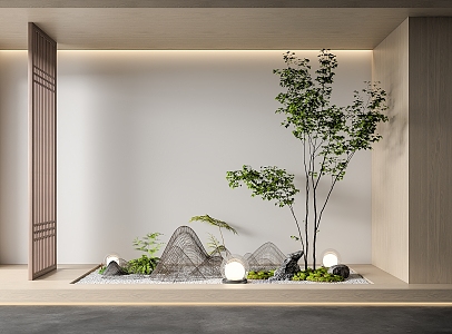 Modern courtyard sketch interior landscape landscaping plant combination plant pile micro landscape 3d model