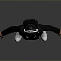 3D Character Model Wearing Black Outfit With White Bunny Ears And White Shoes