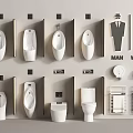 Public Restroom Interior With Wall Mounted Urinals Toilets Gender Signs And Shelves