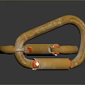 Modern Artistic Sculpture Design With Two Intertwined Golden Metal Carabiners