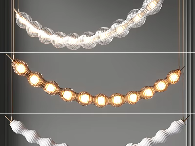 Modern Elegant Wave Shaped Chandelier With Transparent Glass And Warm Lights 3d model