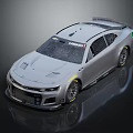 Silver Race Car With Rear Spoiler Front Design And Yellow Rims