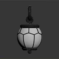 Vintage Black Pendant Light With White Geometric Glass Shade And Metal Hook