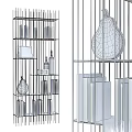 Modern Metal Frame Storage Shelving Unit With Glass Shelves And Decorative Items